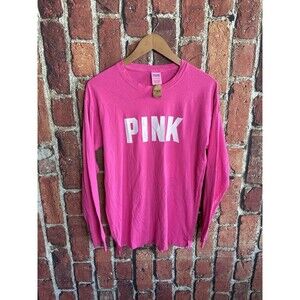 Pink by Victoria Secret Womens Pink Long Sleeve Graphic Shirt NWT Size XS